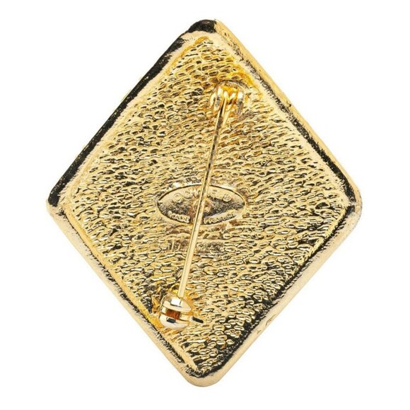 CHANEL CC Logos Rhombus Brooch Gold Tone Pin Auth #07773 - Picture 2 of 3